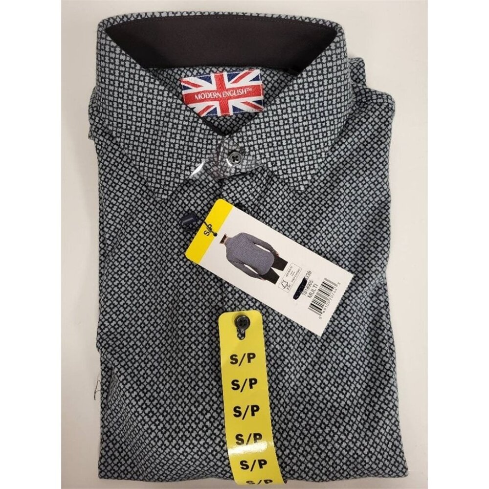 Modern English Shirt NWT Men’s Small Black Grey Pattern Button Up